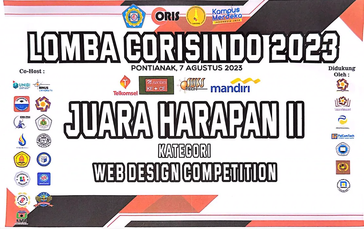 Certificate: Juara Harapan II, Web Design Competition, LOMBA CORISINDO 2023