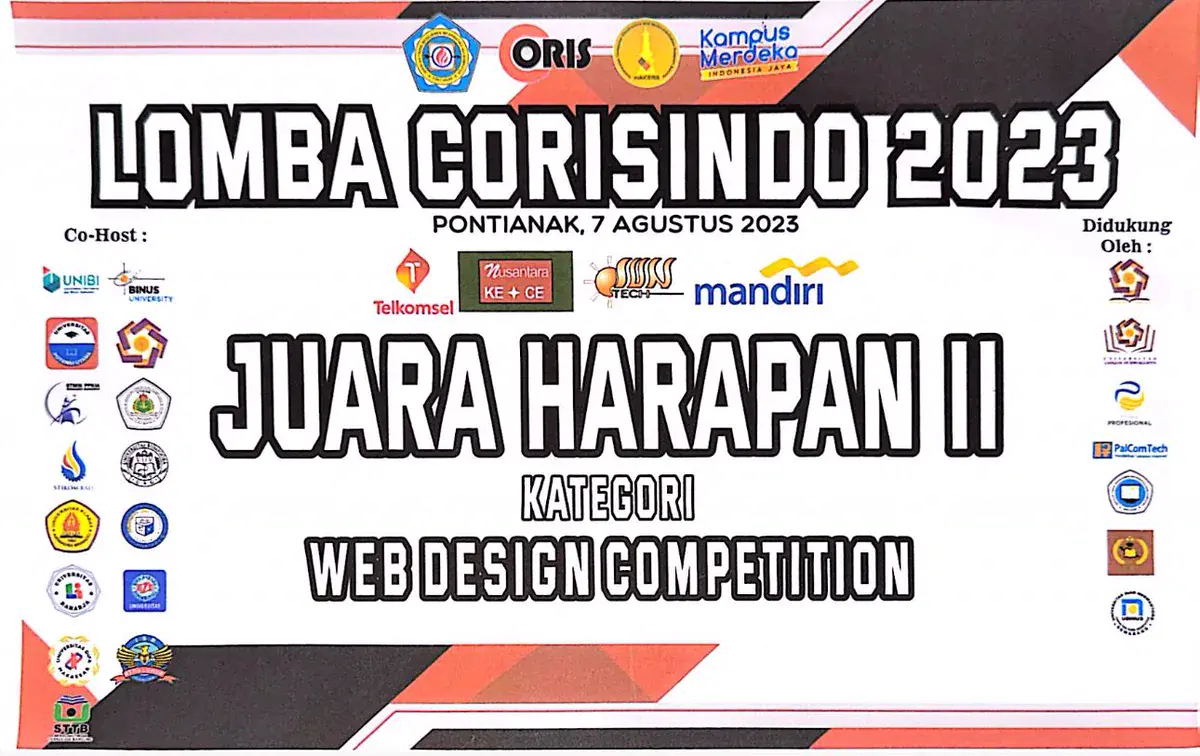 Certificate: 2nd runner-up, Web Design Competition, CORISINDO 2023