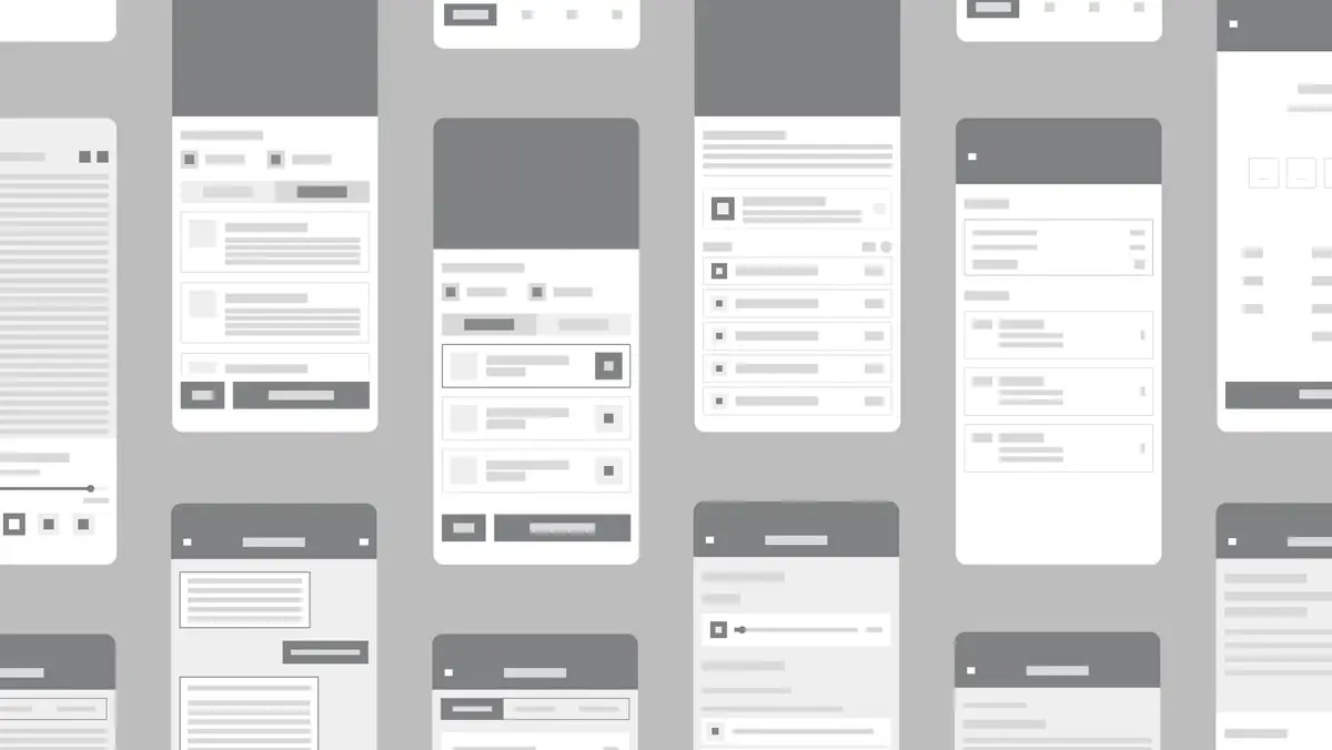 Greyscale wireframes