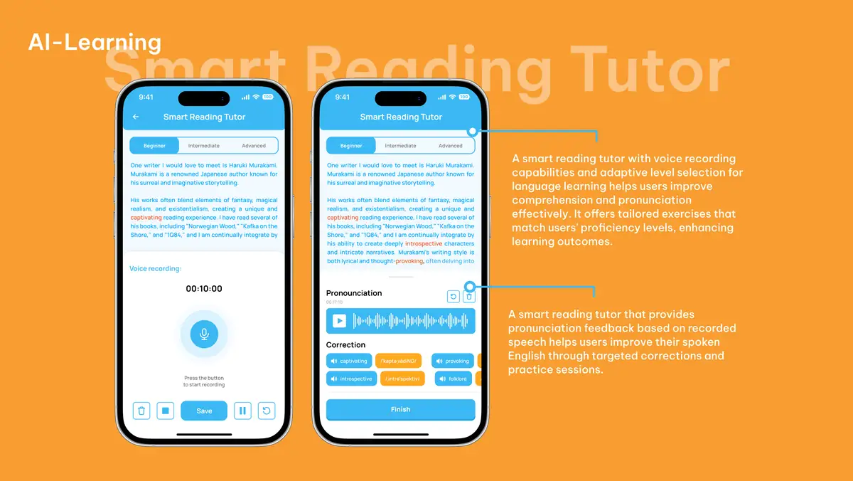 Smart Reading Tutor with per-word pronunciation correction