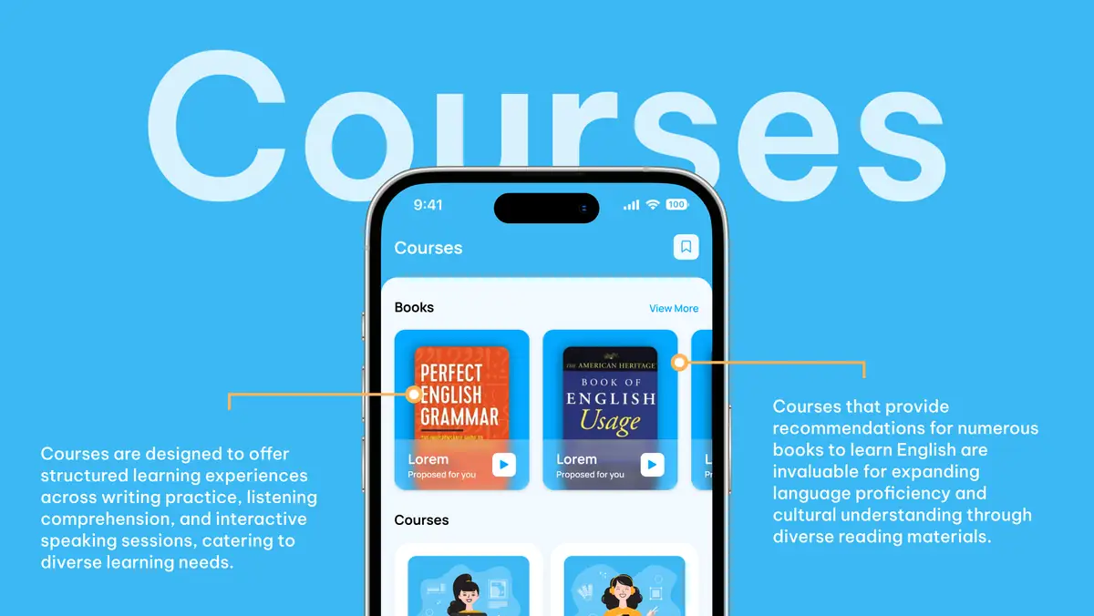 The Courses screen