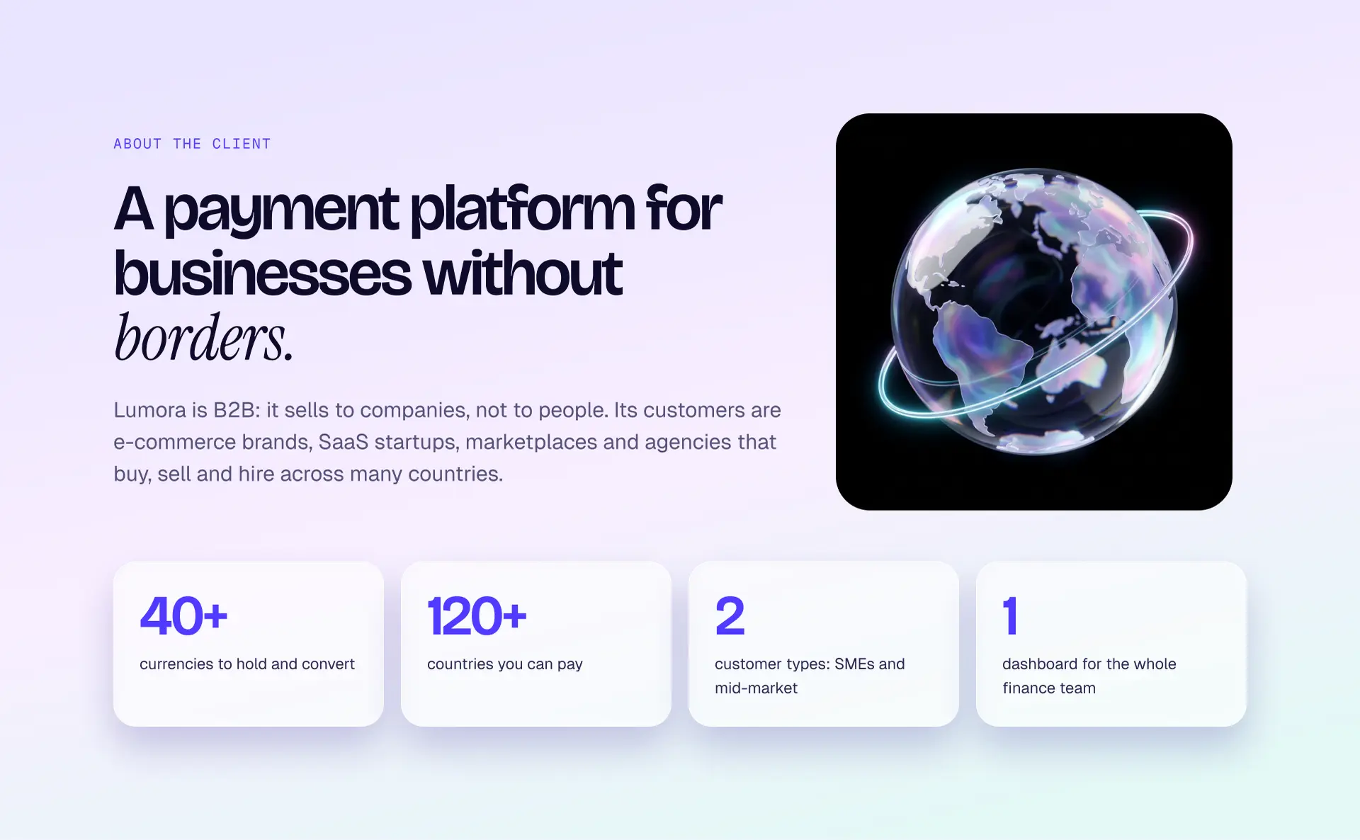 About the client: a payment platform for businesses without borders, in numbers