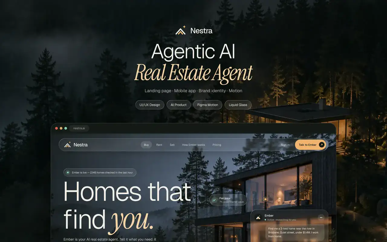 Nestra: the Agentic AI Real Estate Agent cover and the Homes that find you website