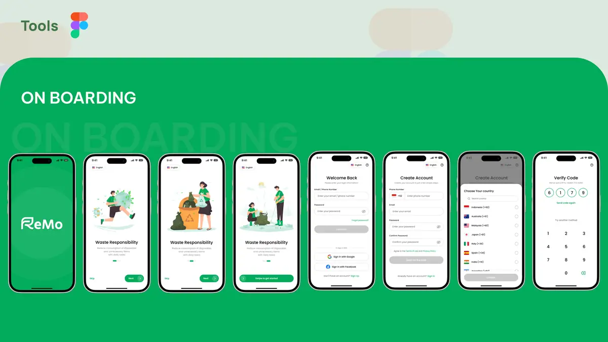 ReMo onboarding screens