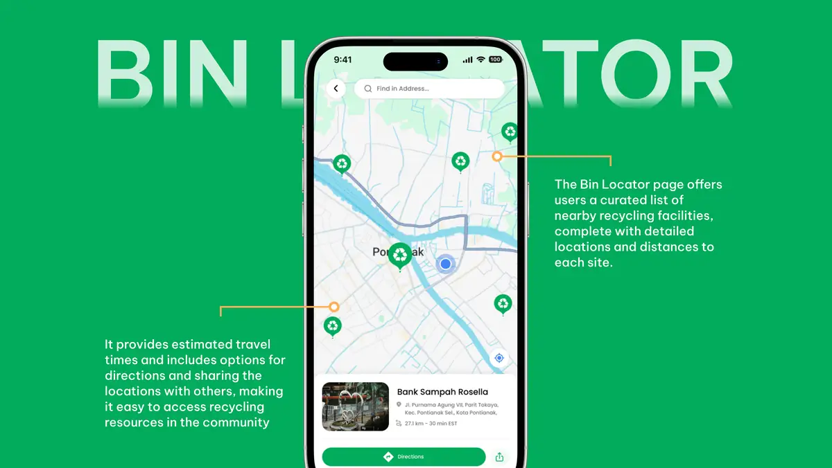 Bin Locator with distances and directions