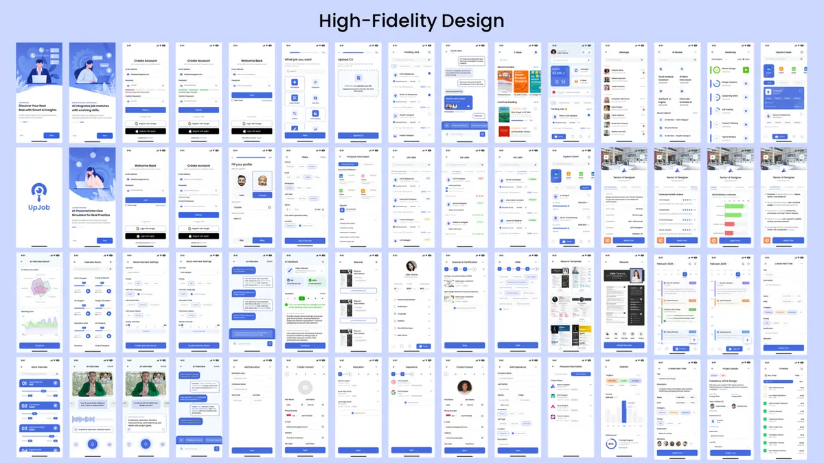 The full high-fidelity screen set